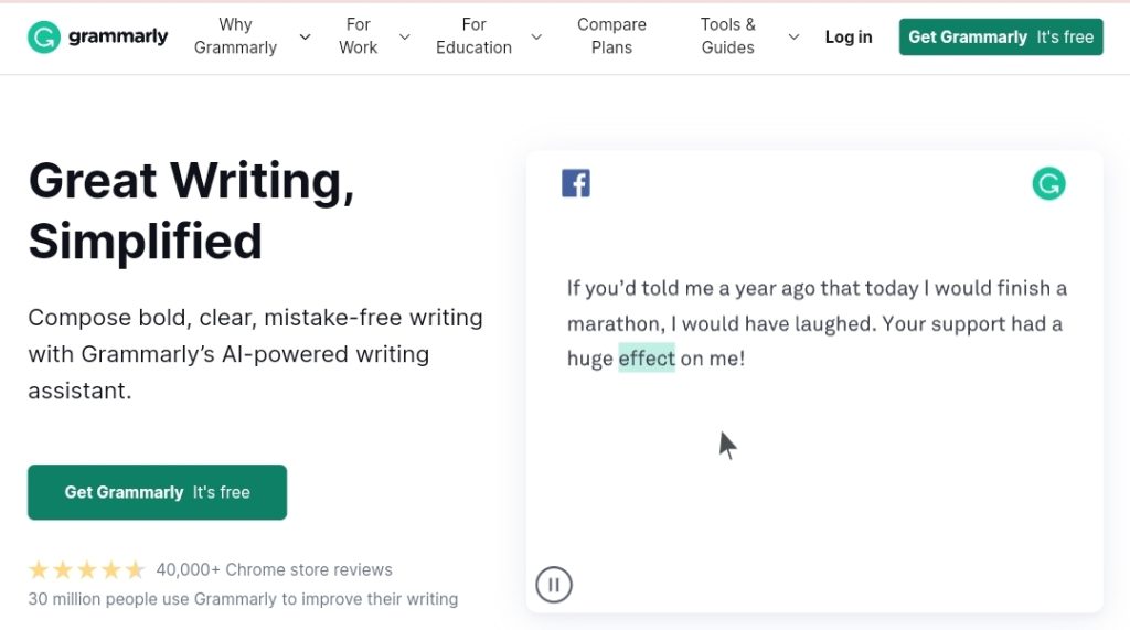 Grammarly AI writing tool